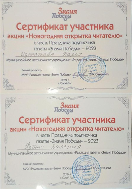 Акция Новогодняя открытка читателю, 2024г