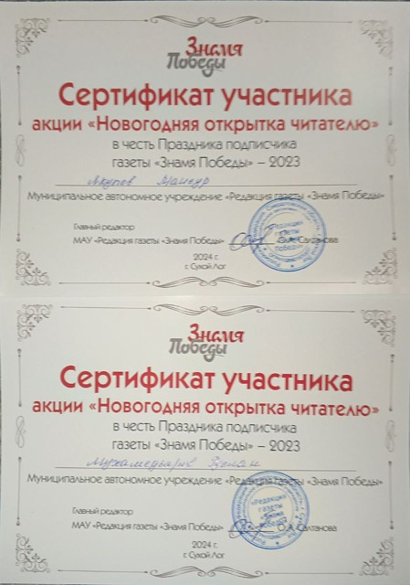 Акция Новогодняя открытка читателю, 2024г