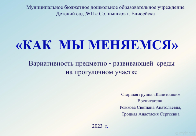 Вариативность предметно-развивающей среды на прогулочном участке